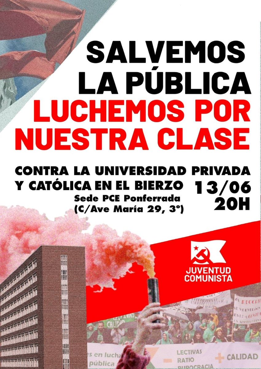 PCE León (@pceleon) on Twitter photo 📢 La <a href="/UJCE_cc/">Juventud Comunista</a> organiza un acto en Ponferrada para debatir sobre la #EducaciónPública y frenar la ofensiva capitalista en El Bierzo 👩🏫✊
🗓️ 6 de junio 20 h, Sede <a href="/pcebierzo/">PCE El Bierzo</a> (Av. María, 29, #Ponferrada
pcebierzo.blogspot.com/2025/06/la-ujc…
#UJCE #Ponferrada #DefiendeLaPublica #ElBierzo 📢 La <a href="/UJCE_cc/">Juventud Comunista</a> organiza un acto en Ponferrada para debatir sobre la #EducaciónPública y frenar la ofensiva capitalista en El Bierzo 👩🏫✊
🗓️ 6 de junio 20 h, Sede <a href="/pcebierzo/">PCE El Bierzo</a> (Av. María, 29, #Ponferrada
pcebierzo.blogspot.com/2025/06/la-ujc…
#UJCE #Ponferrada #DefiendeLaPublica #ElBierzo