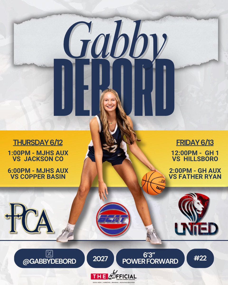 Gabby DeBord (@gabbydebord) on Twitter photo Can’t wait to take the floor with my <a href="/PCA_WBB/">PCA_WBB</a> team <a href="/BCATHOOPS/">BCAT</a> Thursday & Friday.
Let’s GO!! 🔥🔥
<a href="/CoachTaraJames/">Coach Tara James</a>
<a href="/2027Fbcreign/">FBC Reign 2027 GUAA</a>
<a href="/rfvann24/">Rachel Vann</a>
<a href="/CoachVann35/">Justin Vann</a>
<a href="/theofficial_hub/">The Official Hub</a> Can’t wait to take the floor with my <a href="/PCA_WBB/">PCA_WBB</a> team <a href="/BCATHOOPS/">BCAT</a> Thursday & Friday.
Let’s GO!! 🔥🔥
<a href="/CoachTaraJames/">Coach Tara James</a>
<a href="/2027Fbcreign/">FBC Reign 2027 GUAA</a>
<a href="/rfvann24/">Rachel Vann</a>
<a href="/CoachVann35/">Justin Vann</a>
<a href="/theofficial_hub/">The Official Hub</a>