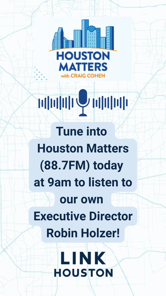 LINK Houston (@link_houston) on Twitter photo Looking forward to this conversation, hope you’ll listen in and call in with your transit questions! Looking forward to this conversation, hope you’ll listen in and call in with your transit questions!