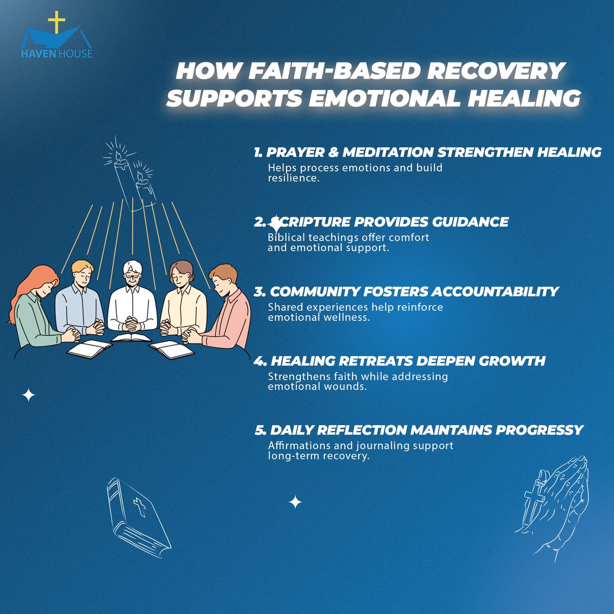 hherecovery's tweet image. Faith heals! Prayer, scripture &amp;amp; community foster emotional strength in recovery. 🙏💙 

#FaithBasedRecovery