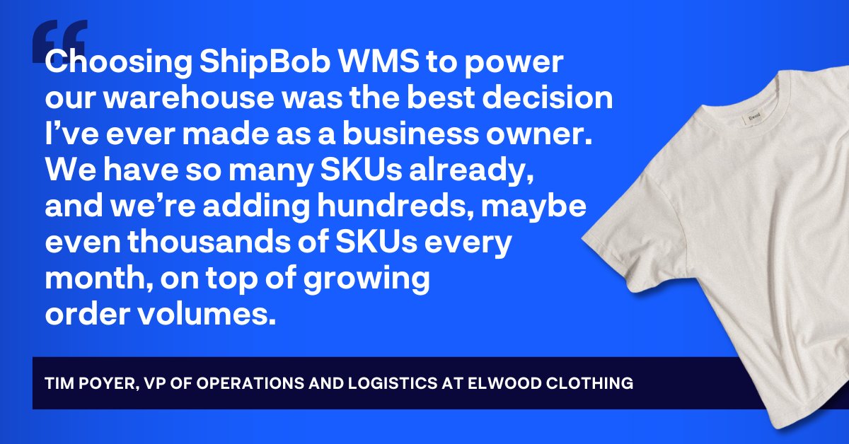 When Elwood Clothing started to skyrocket, they didn't want fulfillment to be a limiting factor for their growth.

After experiencing limitations with their previous fulfillment operation, Elwood turned to ShipBob WMS, ShipBob's proprietary warehouse management system for brands