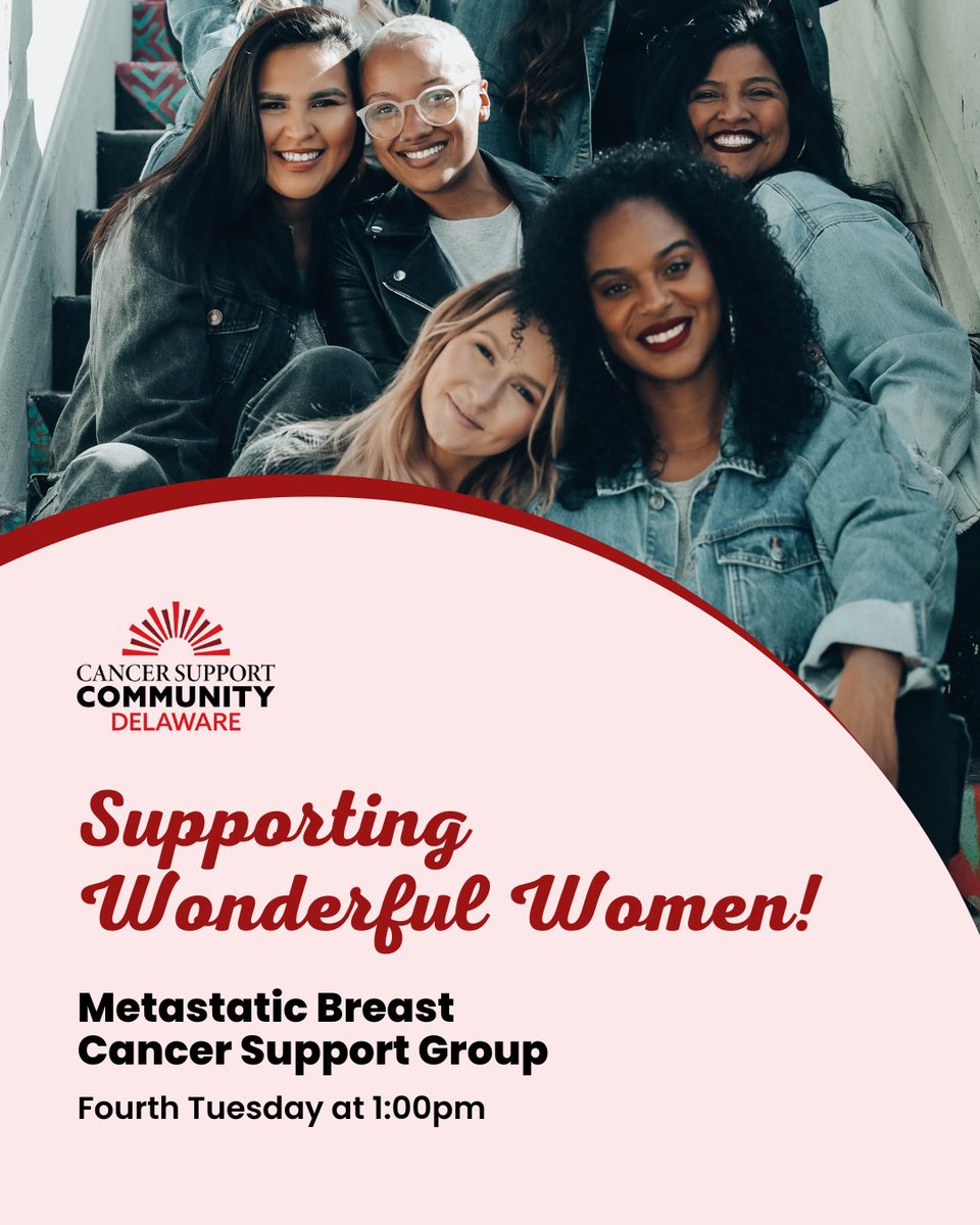 CancerSupportDE's tweet image. If you’ve been diagnosed with Metastatic Breast Cancer, join our Support Group now meeting the 4th Tuesday of each month, 1:00pm–2:30pm. Thank you to #Hologic for their generous grant! Register at: form.jotform.com/220664541908155.