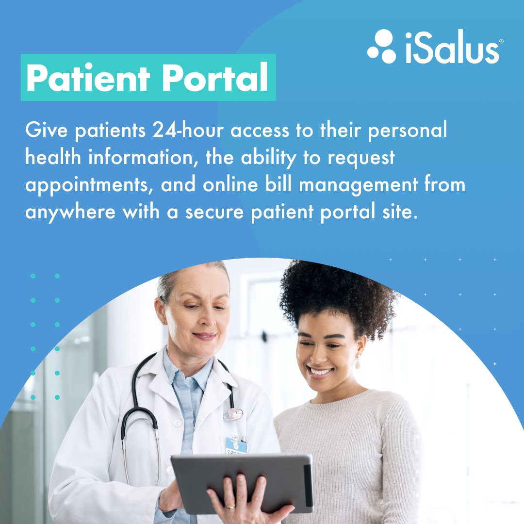 Reduce the stress and burden on your staff and offer your patients 100% transparency by allowing them to view and manage their account with our Patient Portal.
ow.ly/fQSI50VUcV2

#patientportal #EHR #isalus