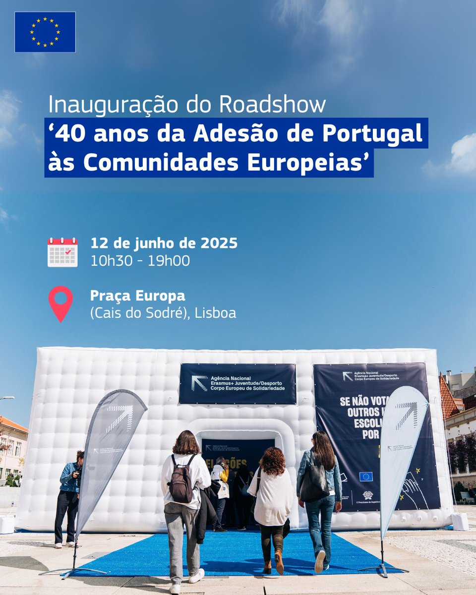 Comissão Europeia em Portugal (@ce_ptrep) on Twitter photo 👏🇪🇺🇵🇹 No dia em que se celebra o 40º aniversário da assinatura do Tratado de Adesão de Portugal às Comunidades Europeias, a <a href="/Erasmusmais/">Erasmus+ JA</a> e Corpo Europeu de Solidariedade inaugura o seu Roadshow, em parceria com a <a href="/CE_PTrep/">Comissão Europeia em Portugal</a>.
➡️Participe nas atividades!
europa.eu/!HVpMmx 👏🇪🇺🇵🇹 No dia em que se celebra o 40º aniversário da assinatura do Tratado de Adesão de Portugal às Comunidades Europeias, a <a href="/Erasmusmais/">Erasmus+ JA</a> e Corpo Europeu de Solidariedade inaugura o seu Roadshow, em parceria com a <a href="/CE_PTrep/">Comissão Europeia em Portugal</a>.
➡️Participe nas atividades!
europa.eu/!HVpMmx