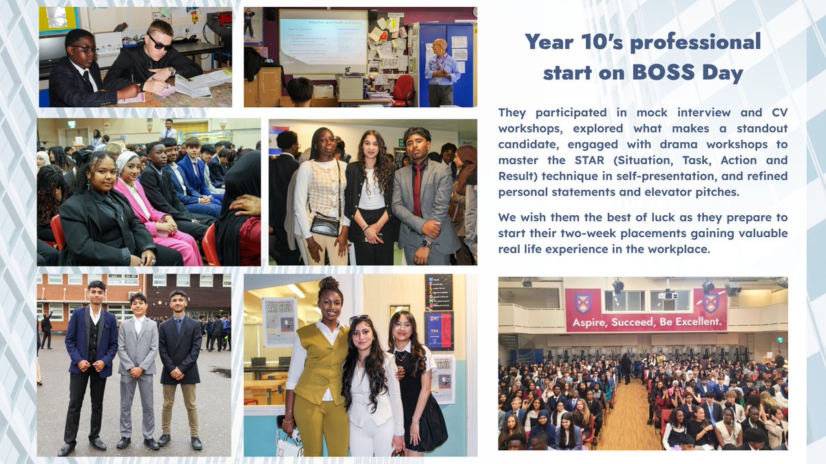 kingsford_sch's tweet image. What a day for our Year 10s at Kingsford's #BOSSday 🎉! Dressed in professional attire, they engaged in mock interviews, CV workshops, the "STAR" technique &amp;amp; more. They're well-prepared and ready to shine in their upcoming work experience placements ! 🌟 #Aspire #Succeed