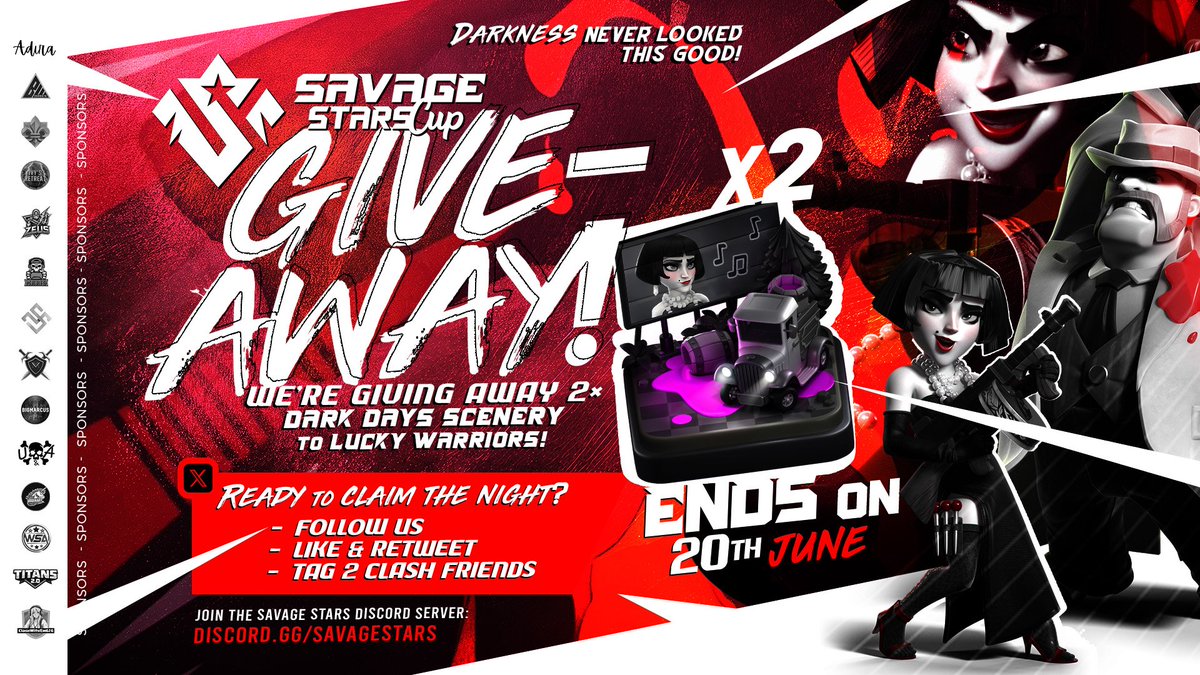 🎉 SAVAGE STARS CUP GIVEAWAY! 🎉
To celebrate the firestorm that is Savage Stars Cup, we’re dropping 2 × Dark Days Scenery into the hands of lucky warriors! 🌑🔥

💥 Want in? Here's how:
✅ Follow Us
❤️ Like &amp; 🔁 Retweet
👥 Tag 2 Clash Buddies
🚀 Join the Savage Hub: