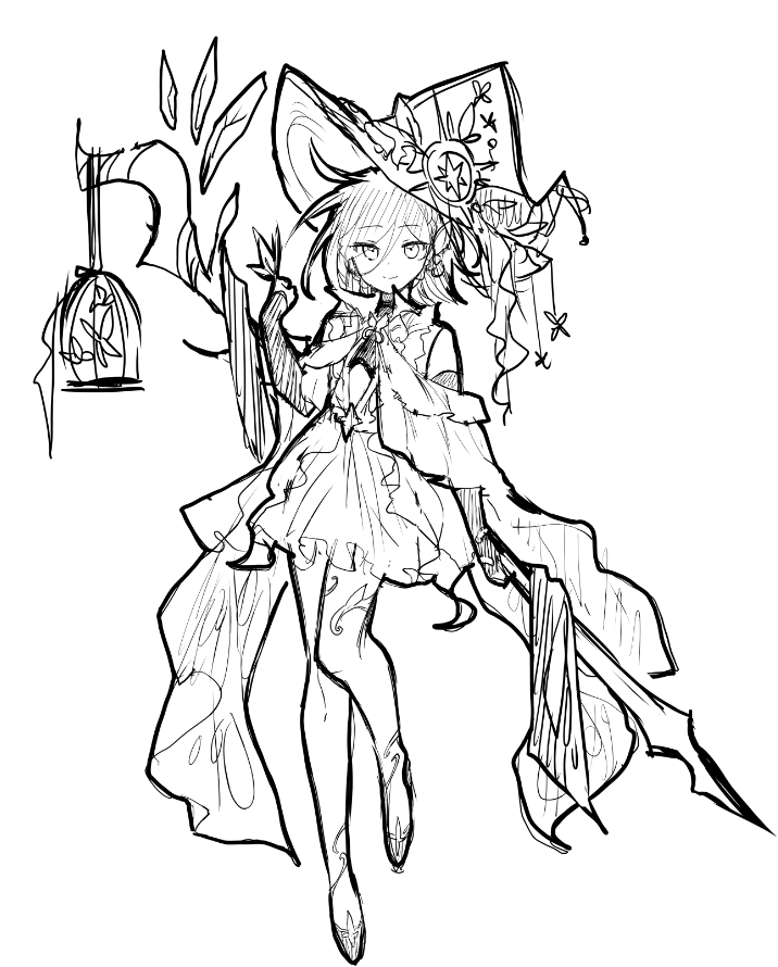 Nouveau design pour ma persona dessiné entre deux commi~
Peut etre que je la mettrais au propre un jour