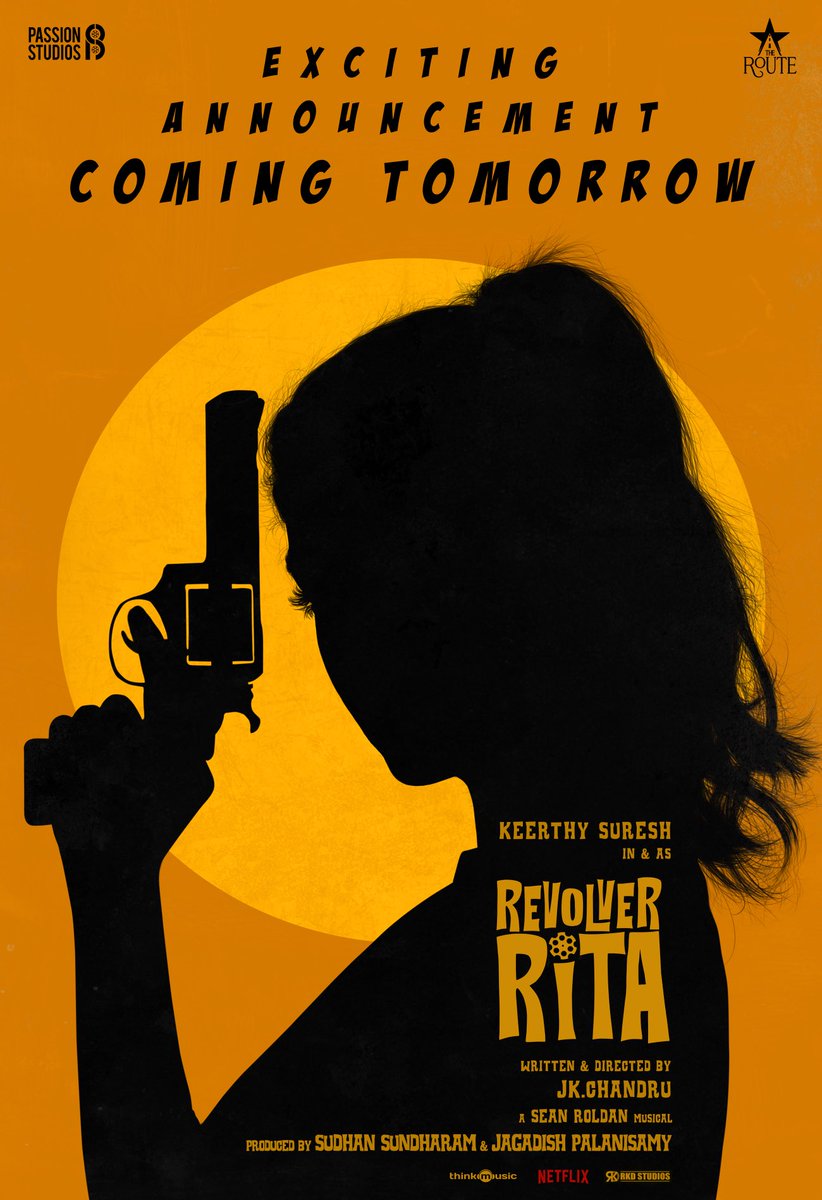 Chandru (@dirchandru) on Twitter photo Firing away an exciting #RevolverRita announcement tomorrow 💥
@keerthyOfficial <a href="/Jagadishbliss/">Jagadish</a> <a href="/Sudhans2017/">Sudhan Sundaram</a> <a href="/realradikaa/">Radikaa Sarathkumar</a> <a href="/PassionStudios_/">Passion Studios</a> <a href="/TheRoute/">TheRoute</a> <a href="/RSeanRoldan/">Sean Roldan</a> <a href="/dineshkrishnanb/">Dinesh krishnan DOP</a> <a href="/Cinemainmygenes/">Editor PraveenKl</a> <a href="/dhilipaction/">Dhilip Subbarayan</a> <a href="/mkt_tribe/">MKT</a> <a href="/gopiprasannaa/">Gopi Prasannaa</a> <a href="/suneeltollywood/">Suneel</a> <a href="/KingsleyReddin/">Reddin Kingsley</a> Firing away an exciting #RevolverRita announcement tomorrow 💥
@keerthyOfficial <a href="/Jagadishbliss/">Jagadish</a> <a href="/Sudhans2017/">Sudhan Sundaram</a> <a href="/realradikaa/">Radikaa Sarathkumar</a> <a href="/PassionStudios_/">Passion Studios</a> <a href="/TheRoute/">TheRoute</a> <a href="/RSeanRoldan/">Sean Roldan</a> <a href="/dineshkrishnanb/">Dinesh krishnan DOP</a> <a href="/Cinemainmygenes/">Editor PraveenKl</a> <a href="/dhilipaction/">Dhilip Subbarayan</a> <a href="/mkt_tribe/">MKT</a> <a href="/gopiprasannaa/">Gopi Prasannaa</a> <a href="/suneeltollywood/">Suneel</a> <a href="/KingsleyReddin/">Reddin Kingsley</a>