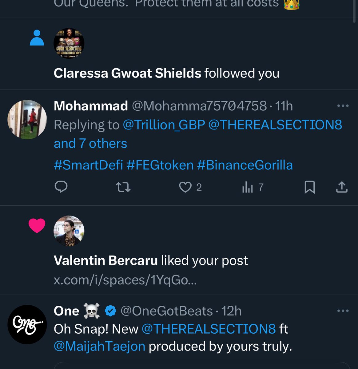THEREALSECTION8's tweet image. I know this can’t be The GWOAT following me. First @binance got inspired now The Mike Tyson of Women’s Boxing tapped in?  #Honored #GM