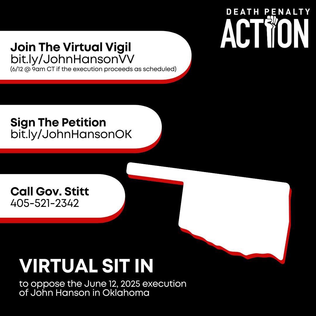 DeathPenaltyAct's tweet photo. 4 ex*cutions. 1 week. Will you stand with #GregoryHunt, #AnthonyWainwright, #JohnHanson, and #StephenStanko? ✊

Join the virtual sit-ins and tell Governors Ivey, DeSantis, Stitt, and McMaster: "DO NOT K!LL IN MY NAME!" 
#StopExecutions https://t.co/JXQTk2Z8FX