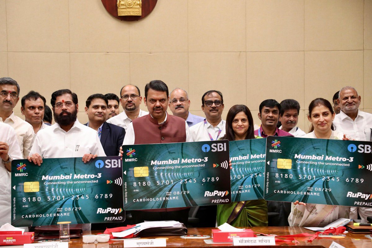 Mumbai Metro Line 3 introduces the National Common Mobility Card (NCMC) — a unified, contactless solution for seamless travel. Powered by RuPay, launched in collaboration with NPCI and SBI, the card was unveiled today by the Hon’ble Chief Minister of Maharashtra Shri. Devendra
