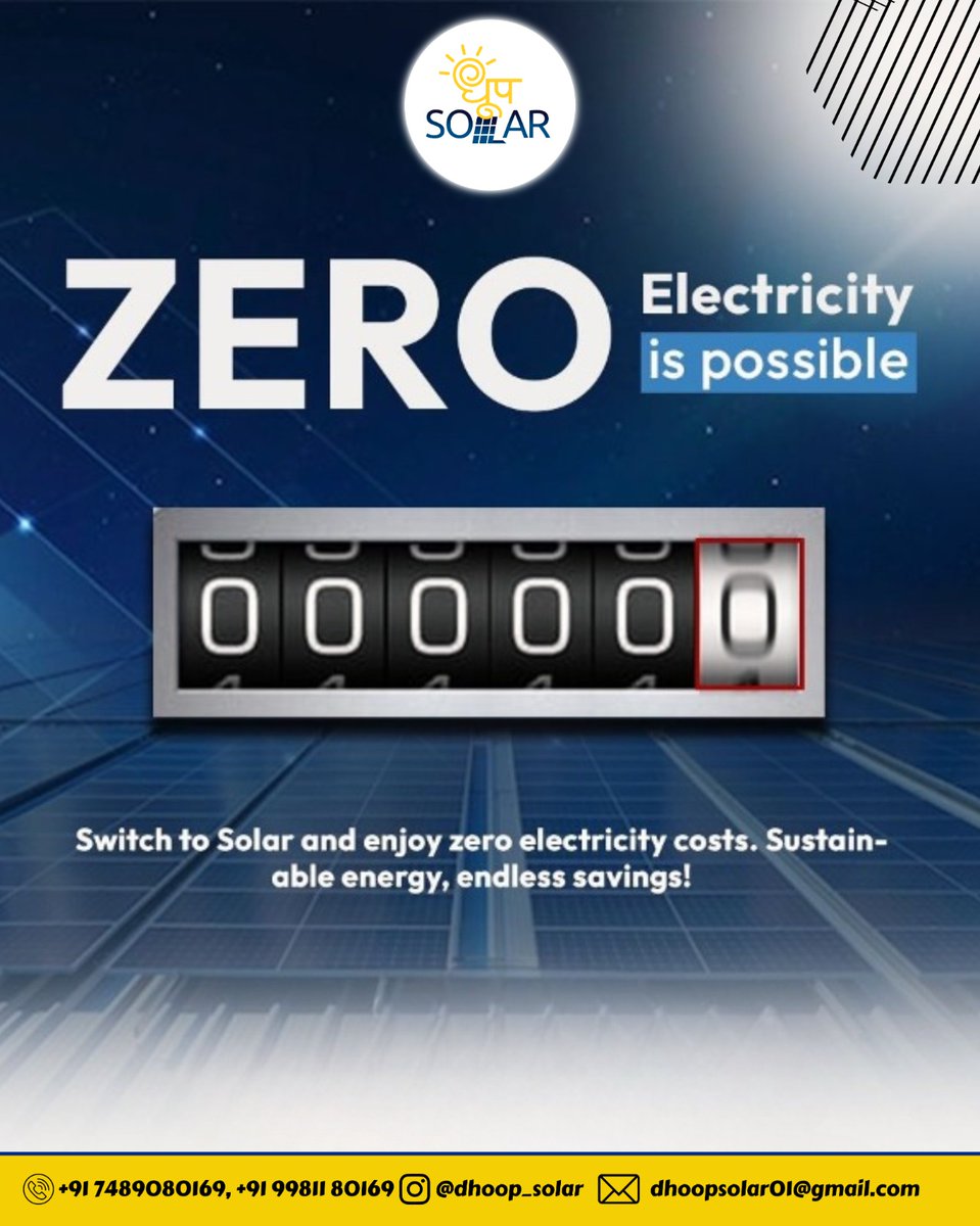 DhoopSolar's tweet image. ⚡ ZERO Electricity Bill is Possible with SOAR by Dhoop Solar! ☀️
Switch to Solar – Enjoy Sustainable Energy &amp;amp; Endless Savings 💡
Make the smart move today!

#SOARWithSolar #ZeroElectricityBill #GoSolarIndia #DhoopSolar #SustainableSavings #SolarPowerForAll #GreenEnergyFuture
