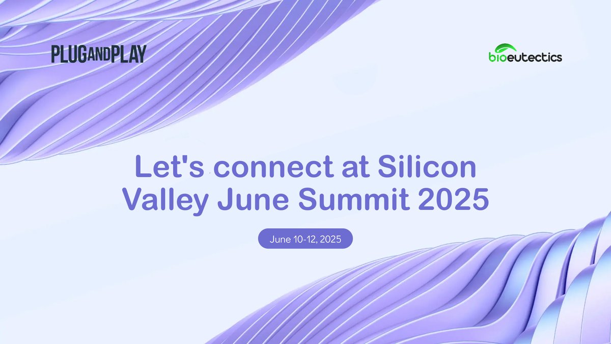 Bioeutectics (@abioeutectics) on Twitter photo This week, we’re in San Francisco for <a href="/PlugandPlayTC/">Plug and Play Tech Center</a> #SVSummit2025 🌎. We’ll be pitching today, June 10th, at 11 AM in the New Materials & Packaging track.
If you're working on sustainable innovation or rethinking solvents — let’s talk.
#GreenChemistry #DeepTech This week, we’re in San Francisco for <a href="/PlugandPlayTC/">Plug and Play Tech Center</a> #SVSummit2025 🌎. We’ll be pitching today, June 10th, at 11 AM in the New Materials & Packaging track.
If you're working on sustainable innovation or rethinking solvents — let’s talk.
#GreenChemistry #DeepTech
