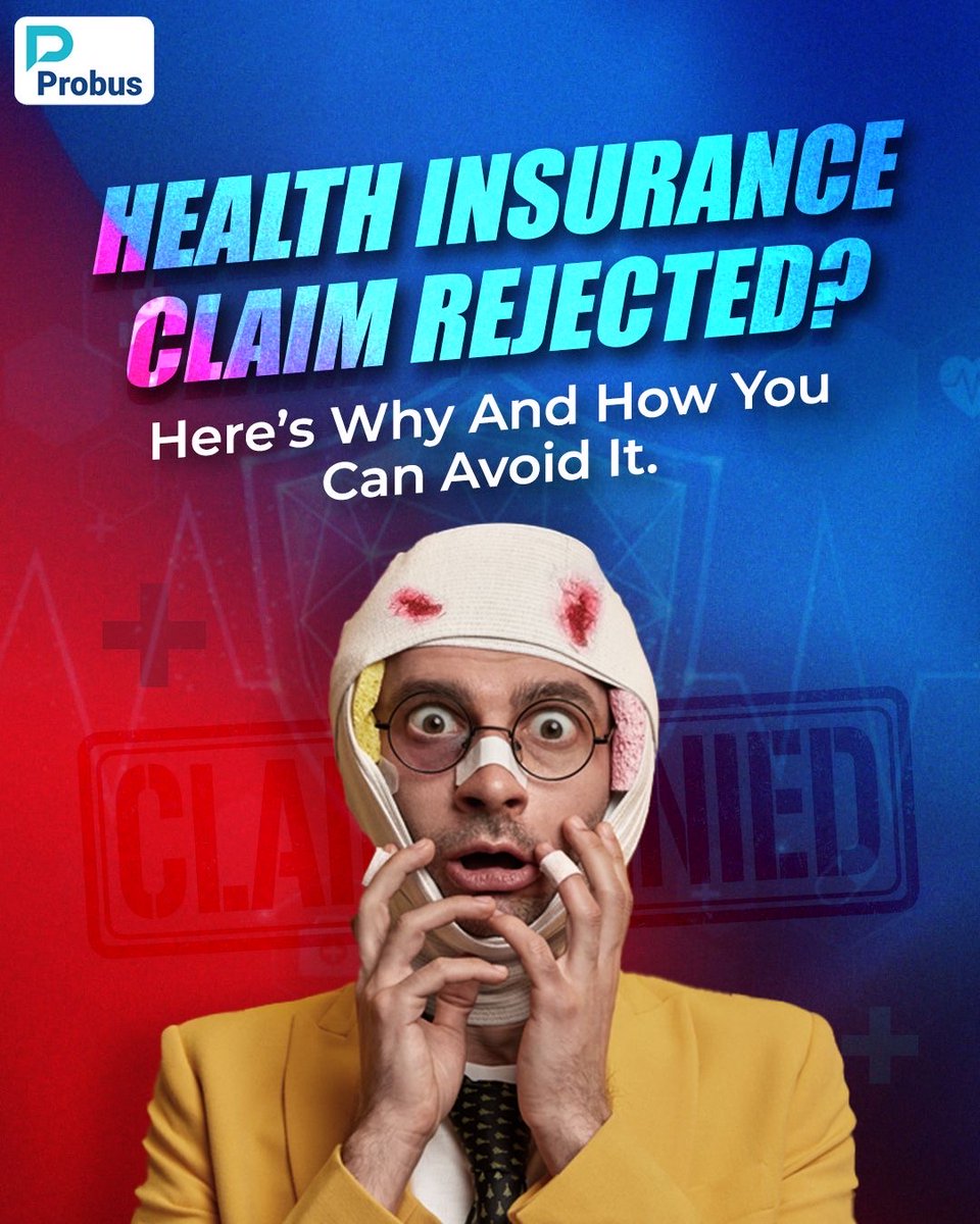 ProbusInsurance's tweet image. Paid premiums, claim denied? It’s common! 
1 in 2 face rejection due to missed details. Use insurance wisely: Understand your policy, safeguard your claim. 

#ClaimSmart 
#HealthInsurance