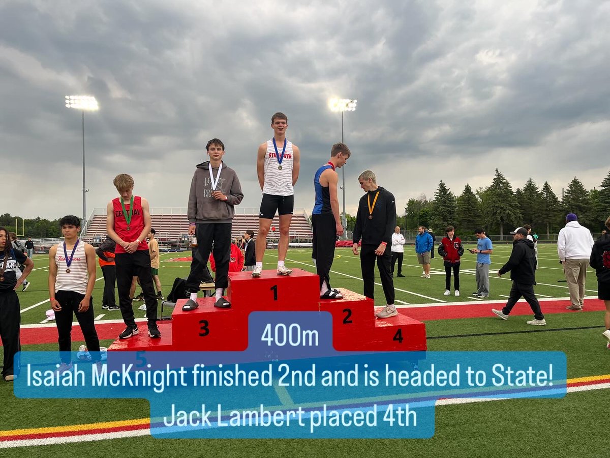 Isaiah McKnight Section 4AAA Runner Up in the 400 meter dash is headed to state for the first time in the open 400 and also a member of the 4x400 relay. Good Luck Isaiah!