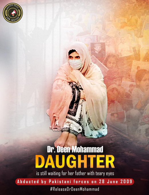 Pakistani military forcibly disappeared Dr. Deen Mohammad Baloch on June 28, 2009, from the Khuzdar district of #Balochistan, and nothing is known about him.
#ReleaseDrDeenMohammad