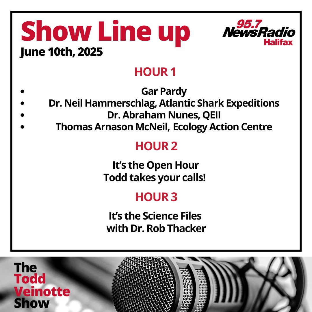 Today on The Todd Veinotte Show:
- Environmental groups applaud Nova Scotia’s ambitious plan to expand its offshore wind energy industry.
- The Science Files with Dr. Rob Thacker.
Join the program at 902-405-6000.
Don't forget you can listen live: player.halifax.citynews.ca