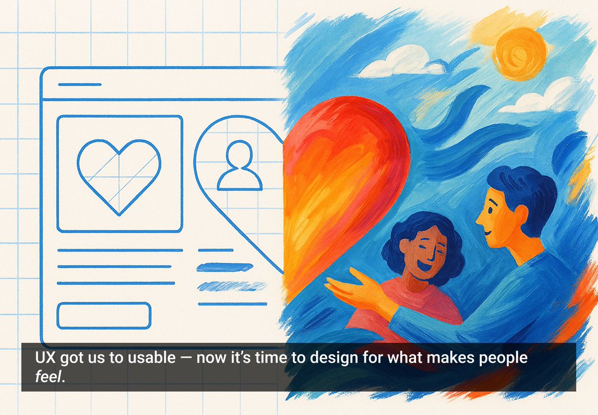 #UX is no longer enough — it’s time for HX.

In his larticle, The Post-UX Era, Nate Schloesser, UX Design Manager at Paychex, dives deep into the shift from functional design to emotional connection.

Read the full article: uxmag.com/articles/the-p… 

#AI #UXDesign