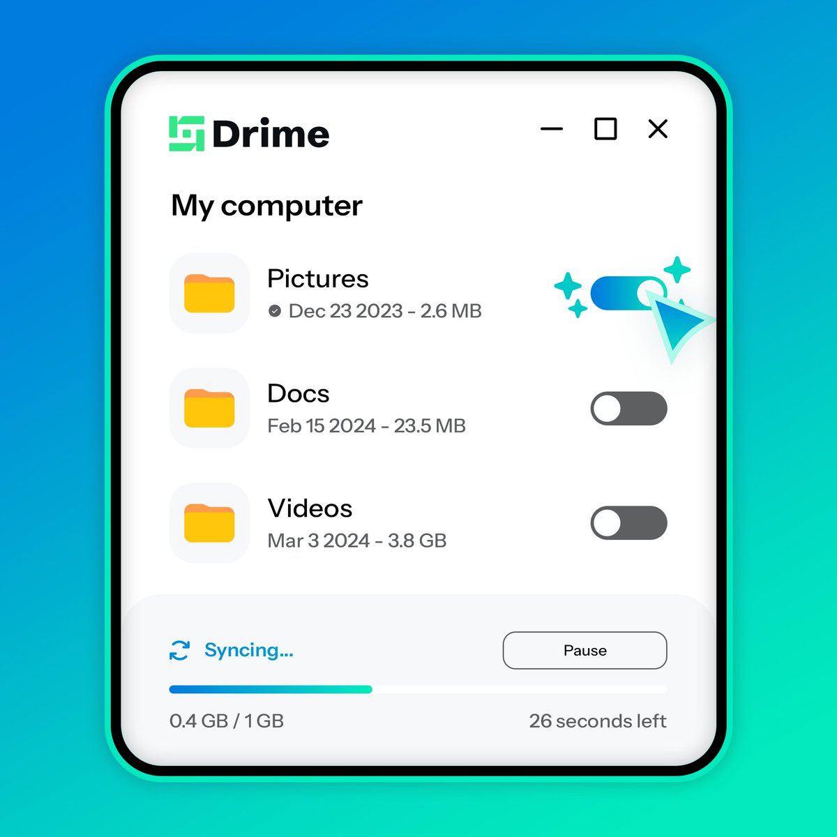 drimecloud's tweet image. 🖥️ Drime Desktop just got a big upgrade (now in beta for Windows)!

⚡ SmartSync
🐞 Bug fixes &amp;amp; improved stability
🚀 Faster file sync

Coming soon: Selective folder sync 👀
Try it now → drime.cloud/desktop