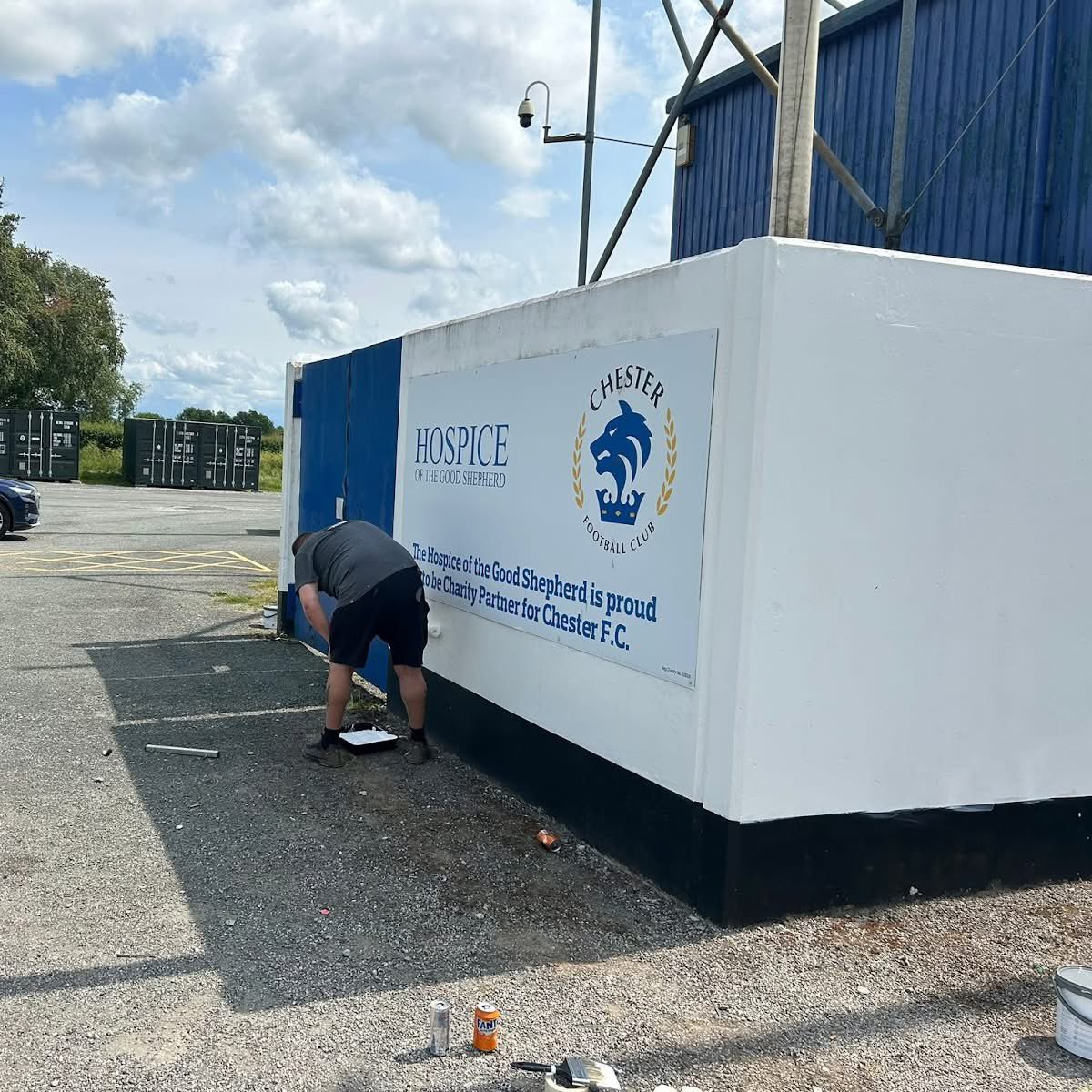 🏟️ Supporters group <a href="/BlaconSeals/">Blacon Seals</a> have been helping refresh the Deva Stadium, purchasing eco-friendly paint from <a href="/Comm_RePaint/">Community RePaint</a> and starting work to paint the exterior walls.

✉️ If you'd like to find out more about volunteering at <a href="/ChesterFC/">Chester FC</a>, email steve.jones@chesterfc.com.