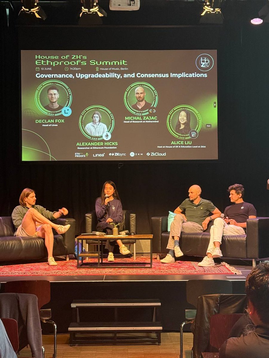 House of ZK (@houseofzk) on Twitter photo We now have <a href="/alexanderlhicks/">Alexander Hicks</a>, Researcher at <a href="/ethereumfndn/">Ethereum Foundation</a>, returning to our <a href="/eth_proofs/">Ethproofs</a> Summit stage alongside <a href="/mpfzajac/">Michał Zając | Nethermind</a> (Head of Research at <a href="/NethermindEth/">Nethermind</a>), <a href="/zkLumi/">Lumi</a> (Senior Product manager at <a href="/arbitrum/">Arbitrum</a>), and our wonderhost <a href="/alicelingl/">Alice Liu</a> 🤝
Learn all about governance, We now have <a href="/alexanderlhicks/">Alexander Hicks</a>, Researcher at <a href="/ethereumfndn/">Ethereum Foundation</a>, returning to our <a href="/eth_proofs/">Ethproofs</a> Summit stage alongside <a href="/mpfzajac/">Michał Zając | Nethermind</a> (Head of Research at <a href="/NethermindEth/">Nethermind</a>), <a href="/zkLumi/">Lumi</a> (Senior Product manager at <a href="/arbitrum/">Arbitrum</a>), and our wonderhost <a href="/alicelingl/">Alice Liu</a> 🤝
Learn all about governance,