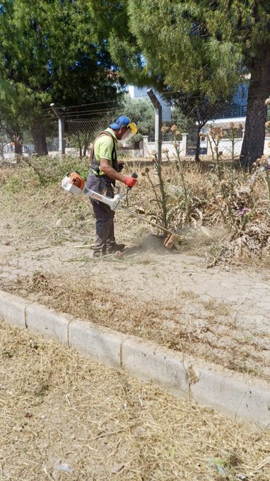 Akbük Mahallesi'nde ot biçme çalışması