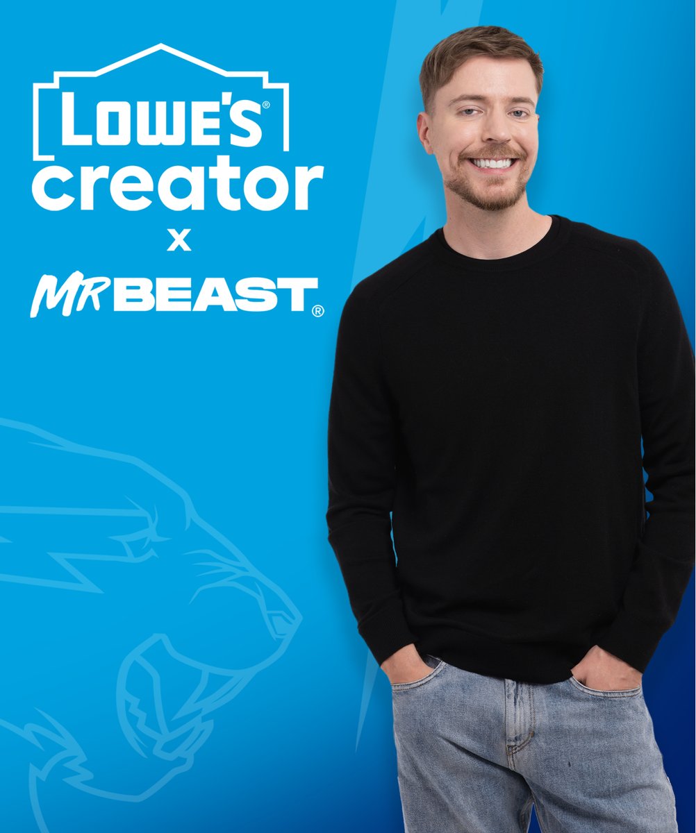 Lowes's tweet image. Welcome to the squad, @MrBeast 👋
The world’s most followed creator has officially joined the Lowe’s Creator Network, and to kick things off we’re teaming up to build Beast City for Season 2 of Beast Games 🏗️
From everyday DIYers to the biggest names on social, the Lowe's…