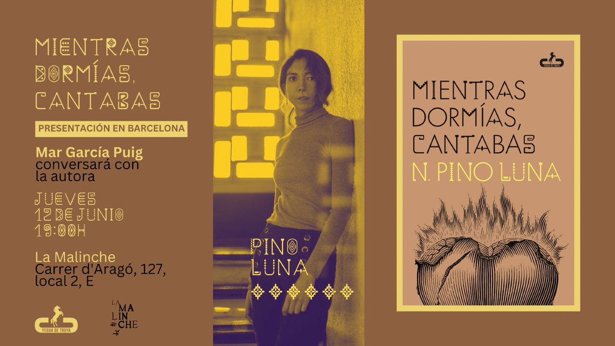 🔥 ¡Barcelona!, 

Este jueves 12 de junio estaremos en la librería La Malinche para la presentación de 'Mientras dormías, cantabas'. 

La autora <a href="/Pinoluna_/">Pino Luna</a> conversará con <a href="/margpuig/">Mar García Puig</a> 

la cita es a las 19H, ¡os esperamos!
<a href="/gabrielawiener/">Gabriela Wiener 🇵🇸</a>