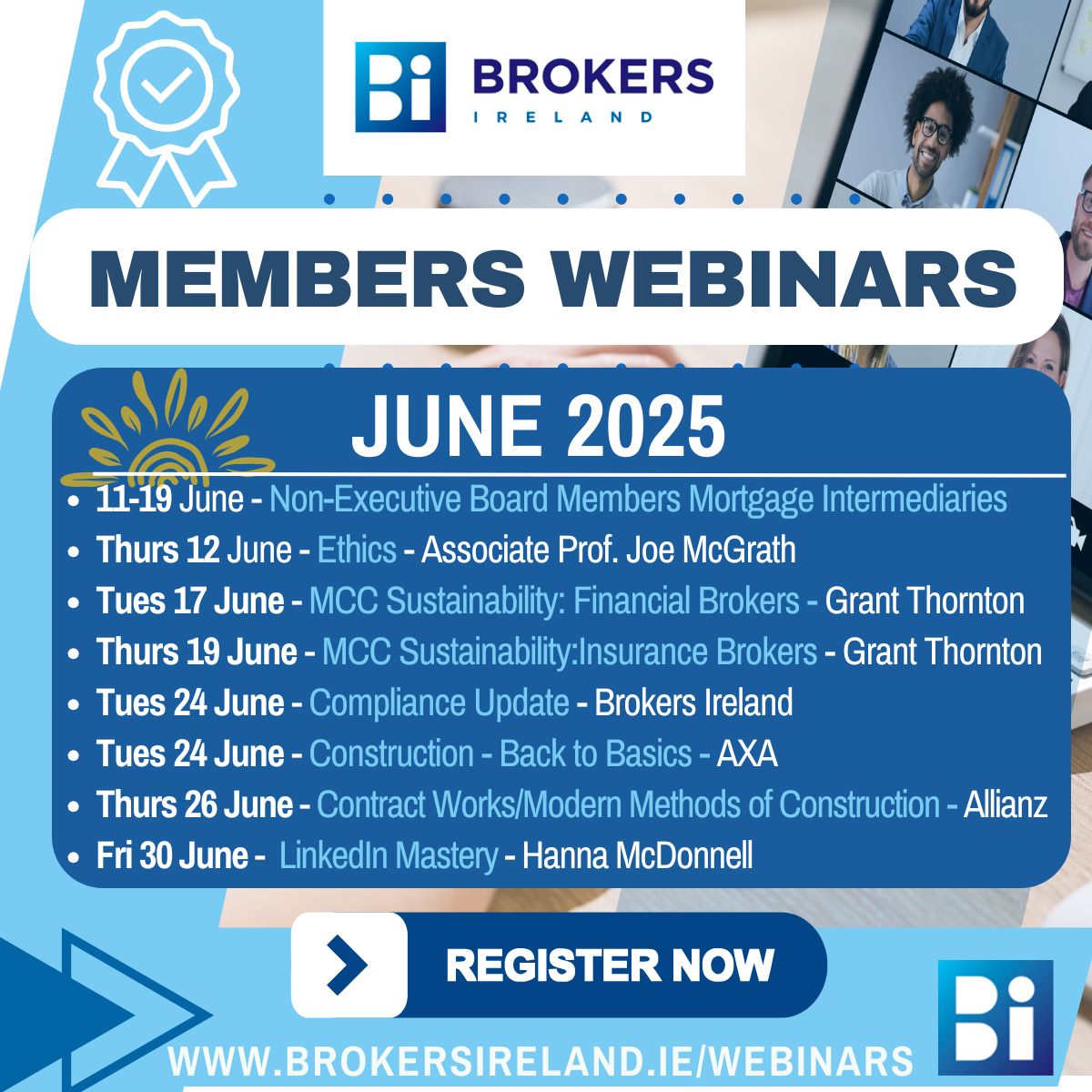 Brokers Ireland Member Webinars are taking place between now and the end of June covering a range of technical, informative and practical presentations tailored for Insurance, Financial and Mortgage Brokers. Register today: shorturl.at/evju7