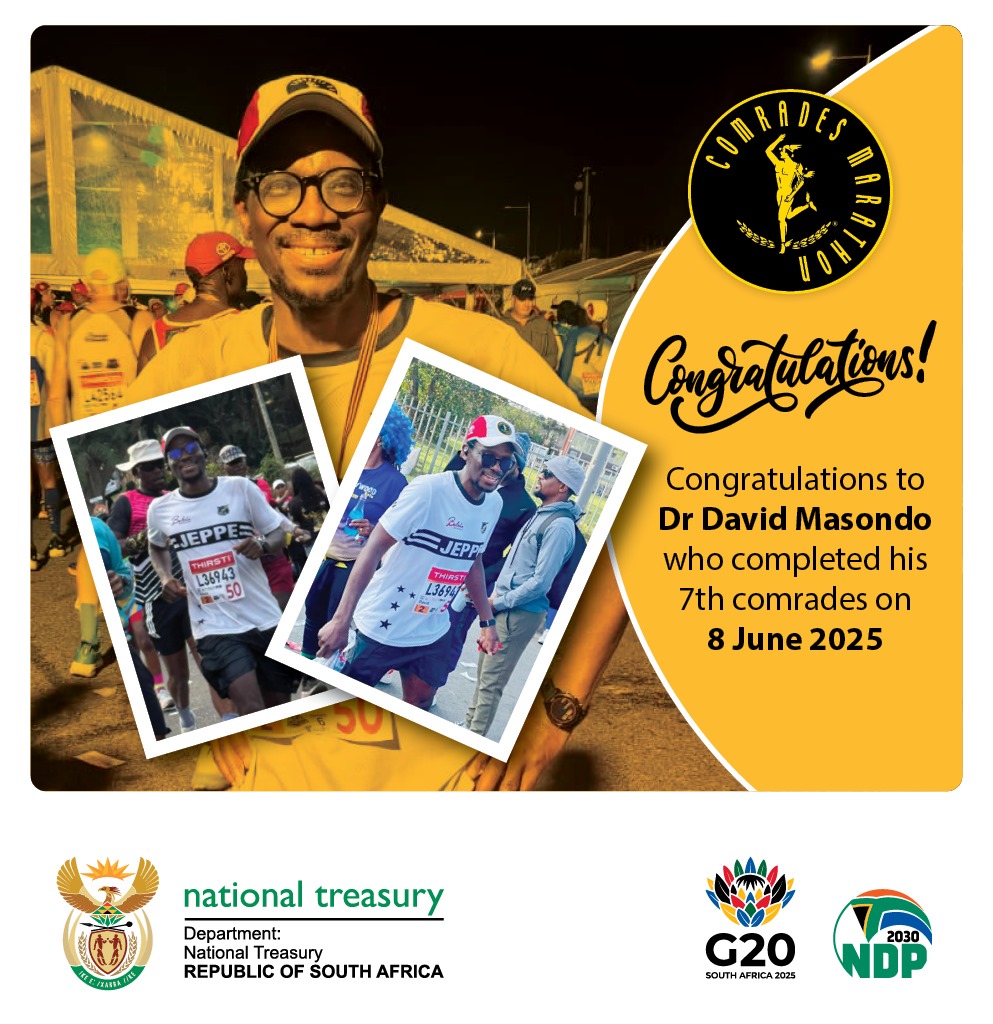 Congratulations to <a href="/DrDavidMasondo/">David Masondo, PhD</a> who completed his 7th <a href="/ComradesRace/">ComradesRace</a>