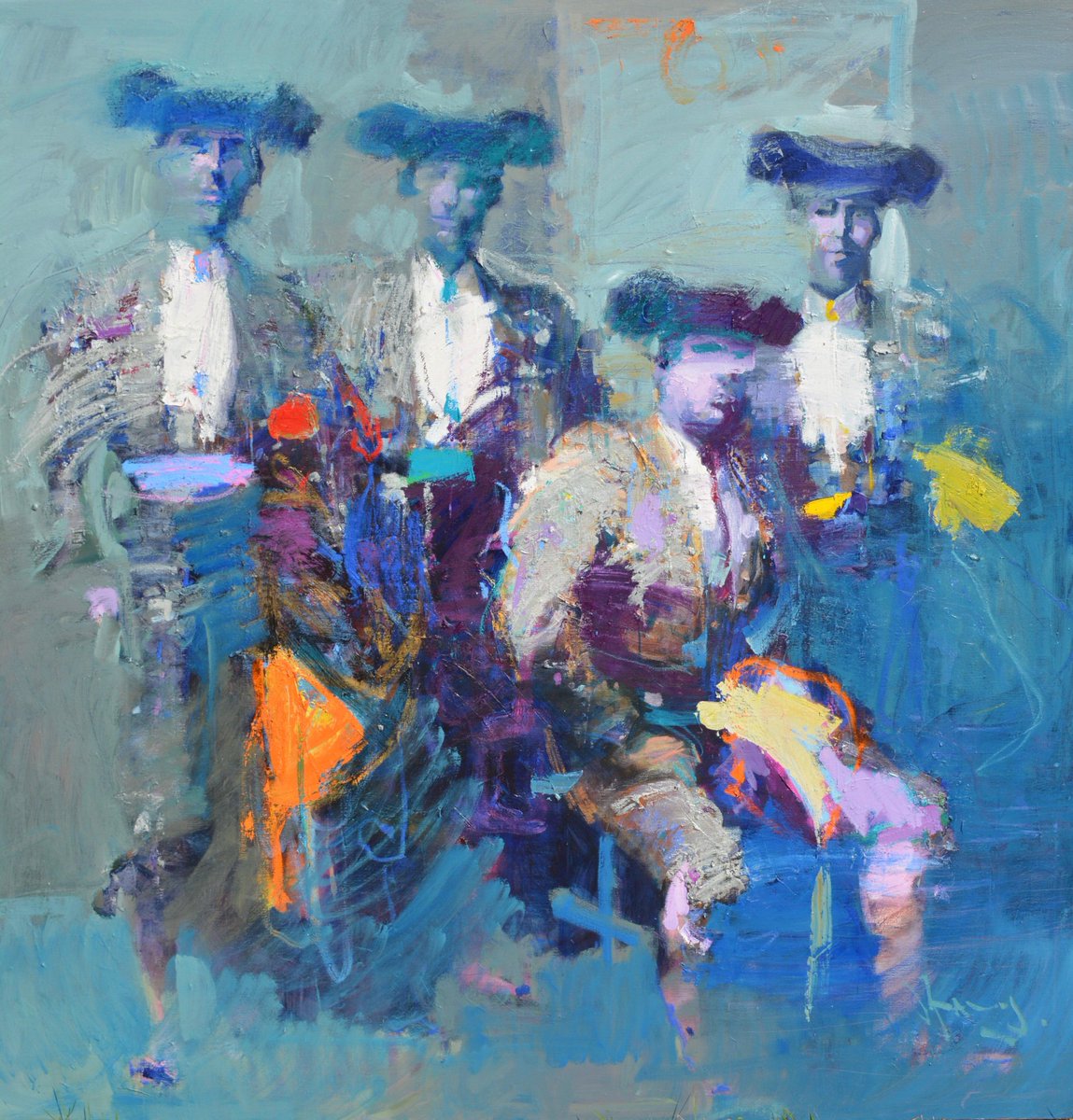 sotodepaula's tweet image. Las monteras azules... del pintor Diego Ramos.