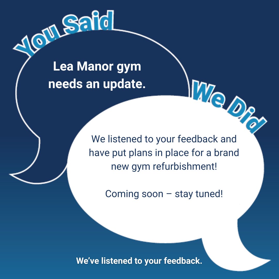 Thanks to your feedback, we’ve made big improvements!

✅ New refurb at Lewsey
✅ Extended hours at Lewsey &amp; Lea Manor
✅ Gym upgrade!

👉 activeluton.co.uk/feedback

#eFocus #CommunityLed #LutonLeisure #WeListenWeAct #LutonFitness #YourFeedbackMatters
#ActiveLuton