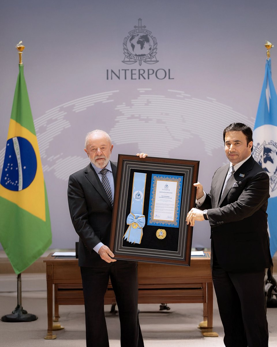 🇧🇷 As we welcomed President Luiz Inácio Lula da Silva during his historic official visit to the <a href="/INTERPOL_HQ/">INTERPOL</a> in Lyon, I was proud to present him with the INTERPOL Medal of the Highest Order, recognizing his outstanding contributions to law enforcement at all levels.

This