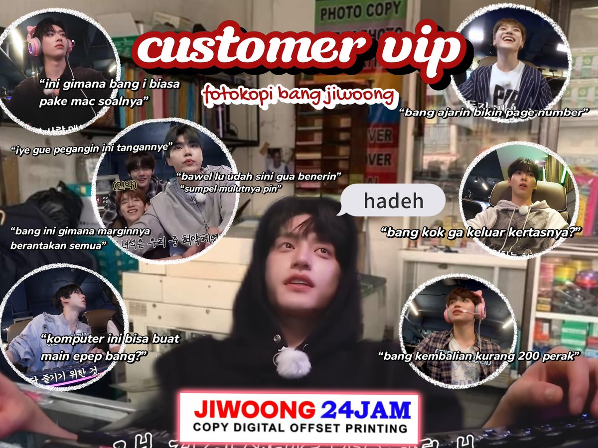 kissiecally's tweet photo. CUSTOMER VIP FOTOKOPI BANG 𝙅𝙞𝙬𝙤𝙤𝙣𝙜

tentang 8 mahasiswa yang langganan ngeprint dan ngutang di tempat fotokopi langganannya. 

jebis zb1 on crack / local au https://t.co/g3tyXdyHfe