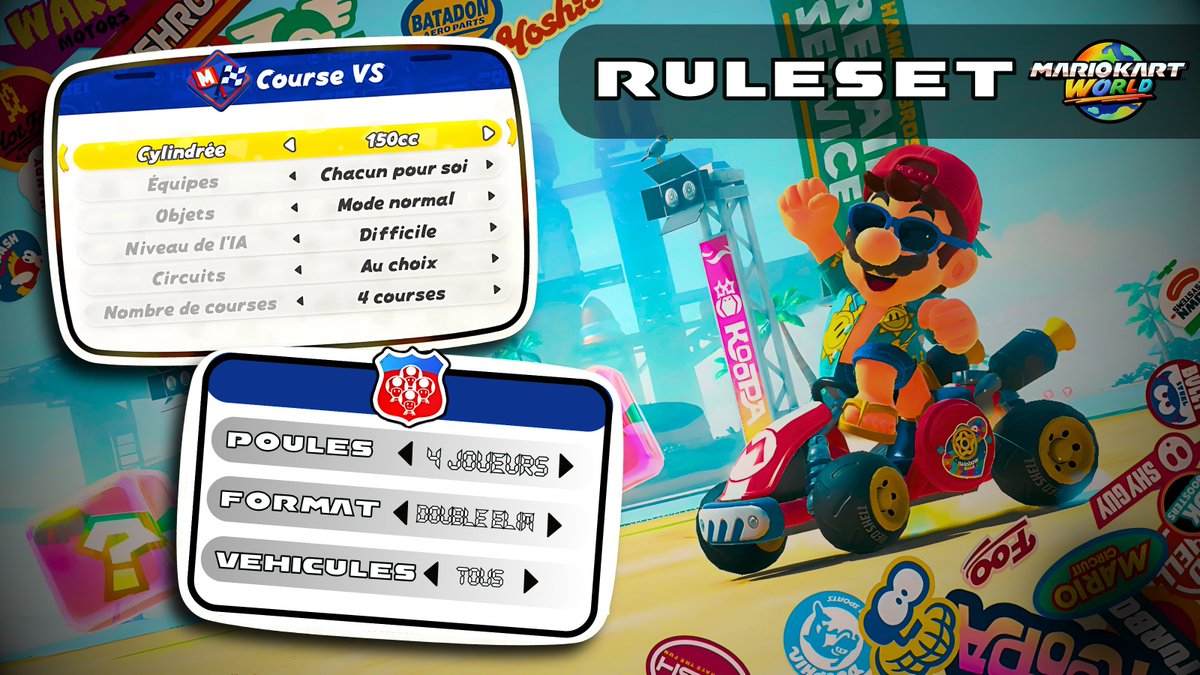 Moins d'une semaine pour s'inscrire à l'Artemis V ! 📢

Petite mise au point du ruleset Mario Kart World avant toute chose 🚗🏁

Pour s'inscrire ➡️ start.gg/tournament/art…