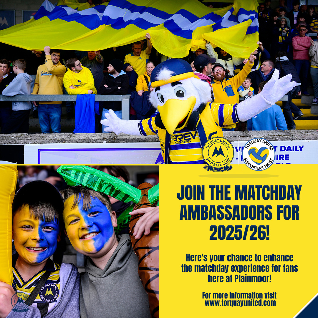 TUFC1899's tweet image. Matchday Ambassadors Required

Here's your chance to enhance the matchday experience here at Plainmoor!

👉 tinyurl.com/3a2xussf

#tufc