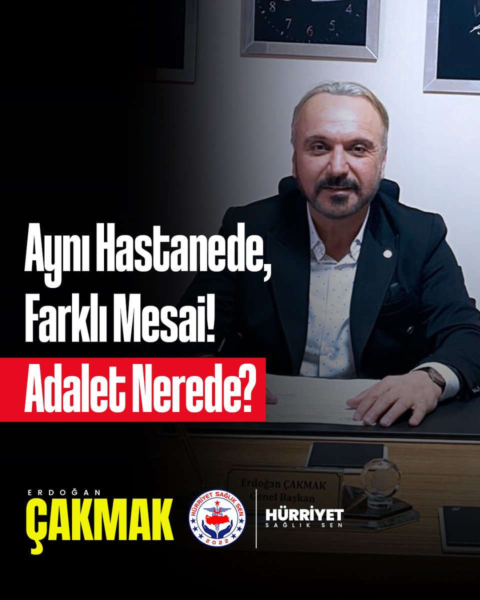 📣 OMÜ YÖNETİMİNE MEVZUAT UYARISI!
📌 Aynı hastanede biri 35 saat, diğeri 25 saat çalışıyor…
Peki bu haksızlığı kim açıklayacak?

Hürriyet Sağlık-Sen Genel Başkanı Erdoğan Çakmak, Samsun Ondokuz Mayıs Üniversitesi yönetimini uyardı:
🔸 Mevzuata aykırı sözleşmeler
🔸 Aynı işi