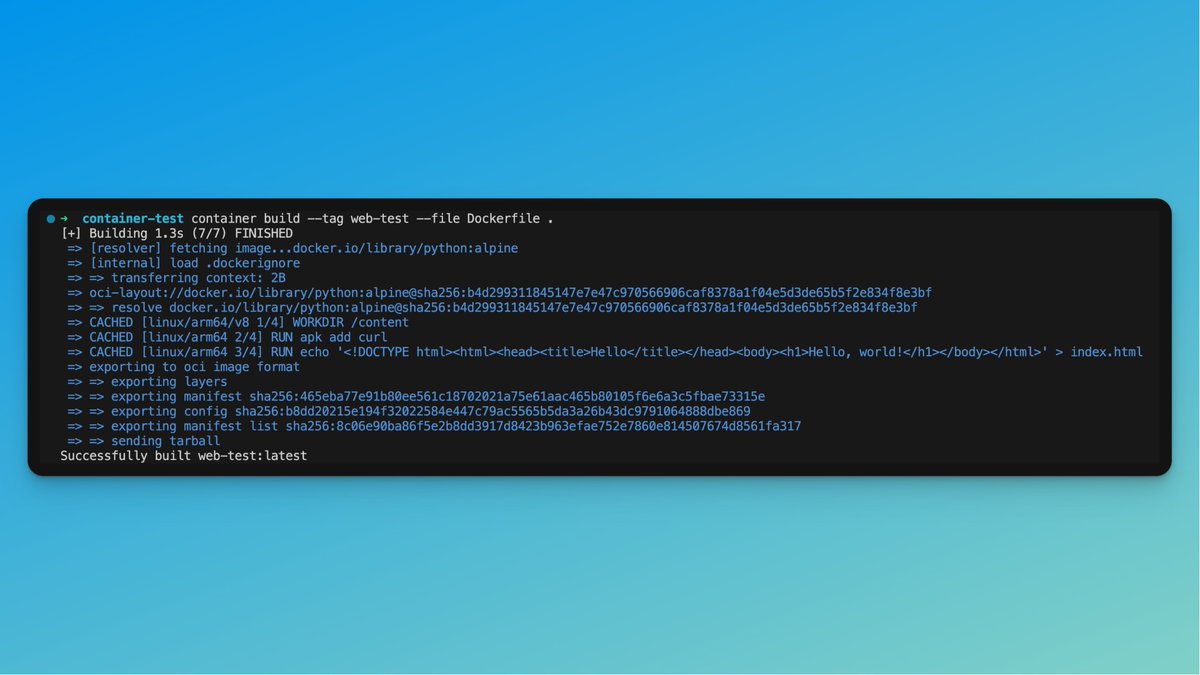Nice - You can run Apple's container on Sequoia if you want to try it out. v0.1.0 is available on the releases page: github.com/apple/containe…
