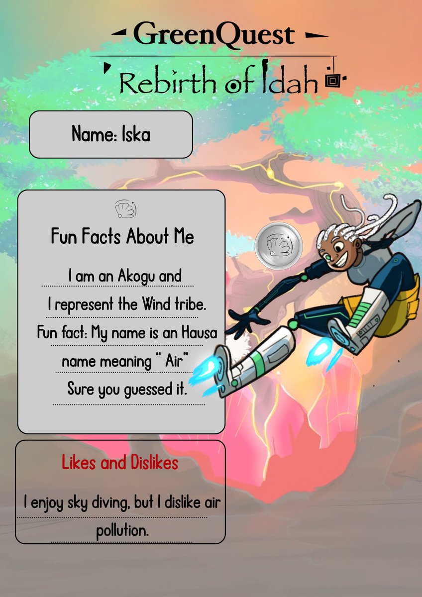 GreenQuestGame's tweet image. Meet Iska 💨
The Wind Tribe Akogu.
GreenQuest: Rebirth of Idah, the board game is coming soon!
Fun fact: “Akogu” means warrior in igala language.
#BoardGameCharacters #MeetTheHeroes #WindTribe #iska #TabletopAdventure #gamedeveloper #gamemaker