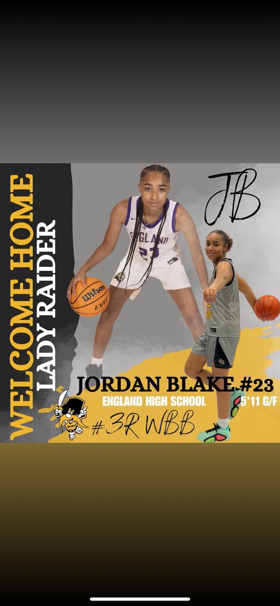 Excited to announce another newcomer for the 25-26 season, Jordan Blake! Jordan comes to us from England High School in England, AR after a fantastic high school career! We are excited to have Jordan part of our squad! Lady Raider fans, let’s all welcome Jordan to our family💛🖤