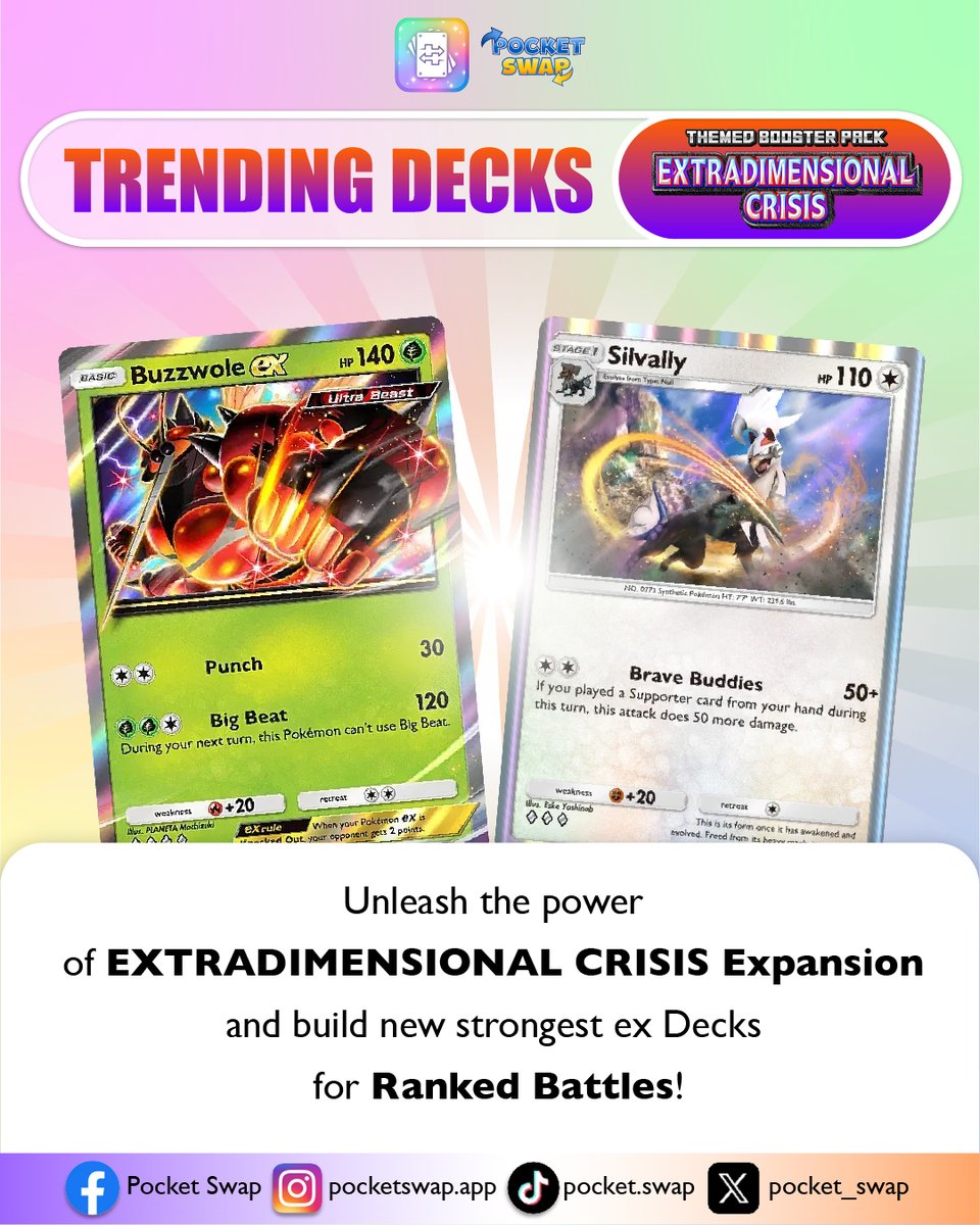 pocket_swap's tweet photo. Climbing the ranked ladder? 🏆🔥 

Check out two of the hottest decks dominating Pokémon TCG Pocket right now. 

Which one will you try next? 🤔💡 

Details here: https://t.co/uTwzQez14g

#PokemonTCGPocket #RankedMatches #DeckBuilding #PocketSwap #Pokemon https://t.co/MDUJUJuhLD