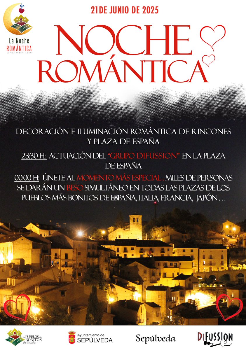 Sábado 21 de junio ♥️♥️
Noche Romántica en los <a href="/LosPueblosmbe/">Pueblos más bonitos</a>
Disfruta de la Noche Romántica en #Sepúlveda 
♥️♥️♥️♥️♥️♥️♥️♥️♥️♥️

<a href="/PregoneroSepul/">El Pregonero de Sepúlveda</a>