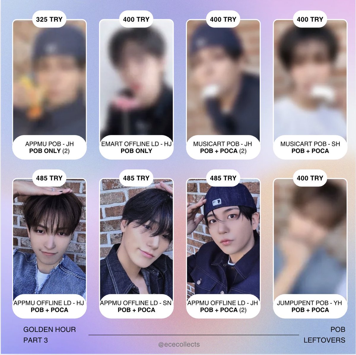 ateez gh3      
mix pob/ld - go leftovers  

✨ fiyatlara tüm feeler dahil   
✨ pob only opsiyonu var, pocalı claimler öncelikli 
✨ bazılarında aktif ödeme topluyorum 🫶
✨ dm veya menşle ulaşabilirsiniz