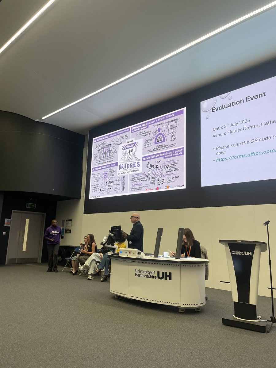 UHertsResearch's tweet image. Our first session of the day was entitled ‘From Barriers to Bridges: The Journey to Social Change’, and we heard from four academics about everything from filmmaking in prisons to the impact of forest school on pupils with SEND.
#HertsImpactSymposium2025 #ResearchInMotion