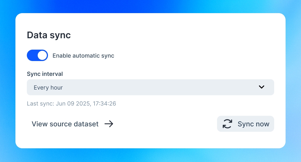 Atlas now supports auto-sync for Google Sheets and Feature Servers

Every hour? Once a week? Monthly?

You choose the interval and we’ll keep your data fresh 🤝