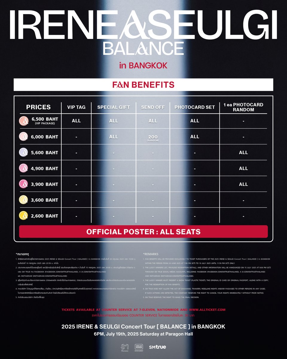 🩷 ผังที่นั่ง, สิทธิพิเศษ และรายละเอียดการจำหน่ายบัตรการแสดง 💛
⠀
𝟮𝟬𝟮𝟱 𝗜𝗥𝗘𝗡𝗘 &amp; 𝗦𝗘𝗨𝗟𝗚𝗜 𝗖𝗼𝗻𝗰𝗲𝗿𝘁 𝗧𝗼𝘂𝗿 [ 𝗕𝗔𝗟𝗔𝗡𝗖𝗘 ] 𝗶𝗻 𝗕𝗔𝗡𝗚𝗞𝗢𝗞
⠀
🐰 วันและเวลาแสดง :
⠀
⠀⠀𝟭𝟵 กรกฎาคม 𝟮𝟬𝟮𝟱 (เสาร์) เวลา 𝟭𝟴:𝟬𝟬 น.
⠀
🐻 สถานที่ :
⠀
⠀⠀พารากอน ฮอลล์