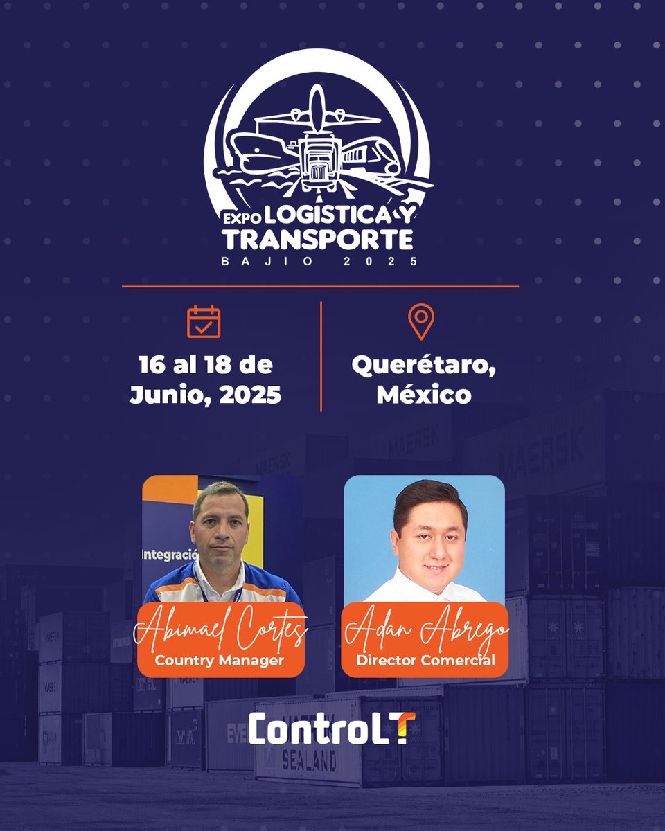 ¿Nos vemos en Queretaro?

Estaremos en  #ExpoLogísticayTransporteBajío2025

Hazlo diferente, hazlo con ControlT

Visita: hubs.ly/Q03r5vd40

#Transporte #méxico #cdmx #guadalajara #monterrey #logística