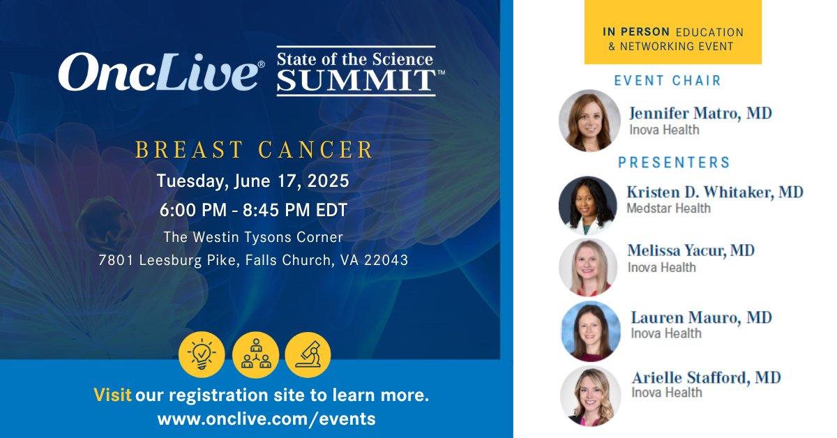 OncLive.com (@onclive) on Twitter photo 💬 Be a part of the conversation! Join <a href="/JMatroMD/">Jen Matro, MD</a>, <a href="/astaffordmd/">Arielle Stafford, MD</a>, Lauren Mauro, MD, Kristen Whitaker, MD, & Melissa Yacur, MD at the OncLive Breast Cancer State of the Science Summit on June 17th in Falls Church, VA.
🔗 Register today ➡️ hubs.li/Q03p_p2N0 <a href="/InovaHealth/">Inova</a> 💬 Be a part of the conversation! Join <a href="/JMatroMD/">Jen Matro, MD</a>, <a href="/astaffordmd/">Arielle Stafford, MD</a>, Lauren Mauro, MD, Kristen Whitaker, MD, & Melissa Yacur, MD at the OncLive Breast Cancer State of the Science Summit on June 17th in Falls Church, VA.
🔗 Register today ➡️ hubs.li/Q03p_p2N0 <a href="/InovaHealth/">Inova</a>