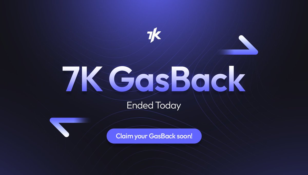 7k_ag_'s tweet photo. #GasBack with 7K is now over. 🌊

Thanks for trading hard. Claim your gas fees back on https://t.co/IpPJTDZux0's reward page very soon! https://t.co/M3n9RJaQkX