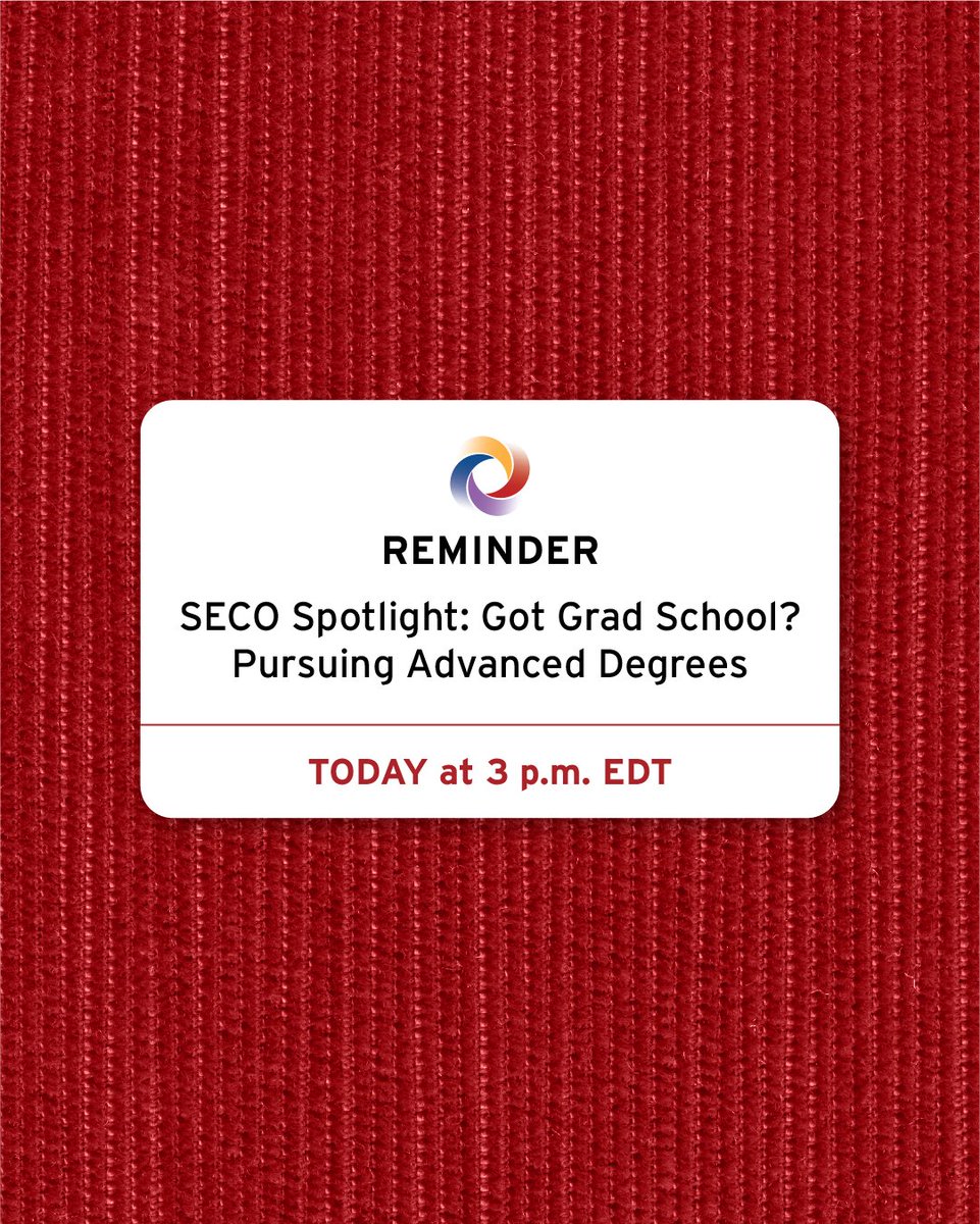 SECO (@dodmilspouse) on Twitter photo Today’s the day! Join our SECO Spotlight 💡 at 3 p.m. EDT to get expert insight and learn about grad school resources made for MilSpouses: myseco.militaryonesource.mil/portal/events Today’s the day! Join our SECO Spotlight 💡 at 3 p.m. EDT to get expert insight and learn about grad school resources made for MilSpouses: myseco.militaryonesource.mil/portal/events